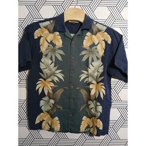 Tommy Bahama Silk Hawaiian Button-Down Shirt | Coconut Print Resort Wear (M)